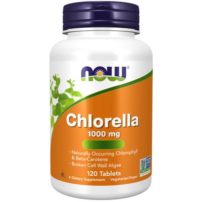 Now Foods, Chlorella, 1.000mg, with Broken Cell Walls, 120 Vegan Tablets, Lab-Tested, Soy Free, Gluten Free, Vegetarian, Non-GMO