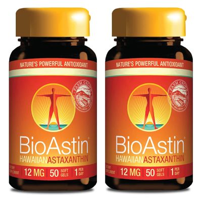 Nutrex Hawaii BioAstin Astaxanthin 12mg softgels  Double Pack, Astaxanthin Supplement, Natural Astaxanthin Formula, 50 softgels per Bottle, 2-Day-Depot