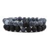 2pcs/Set Black Lava Bracelets Natural Weathered Stone Bracelets Bangles Bracelet for Women Men Yoga Jewelry,Style 1 view 1