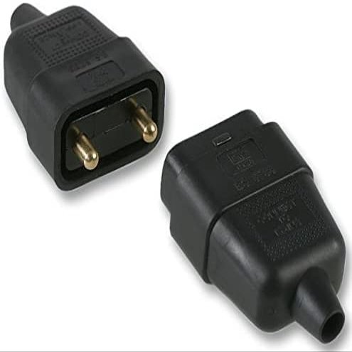 fiXte 2 Pin 10 Amp In line Impact Resistant Mains Appliance Connector in Black