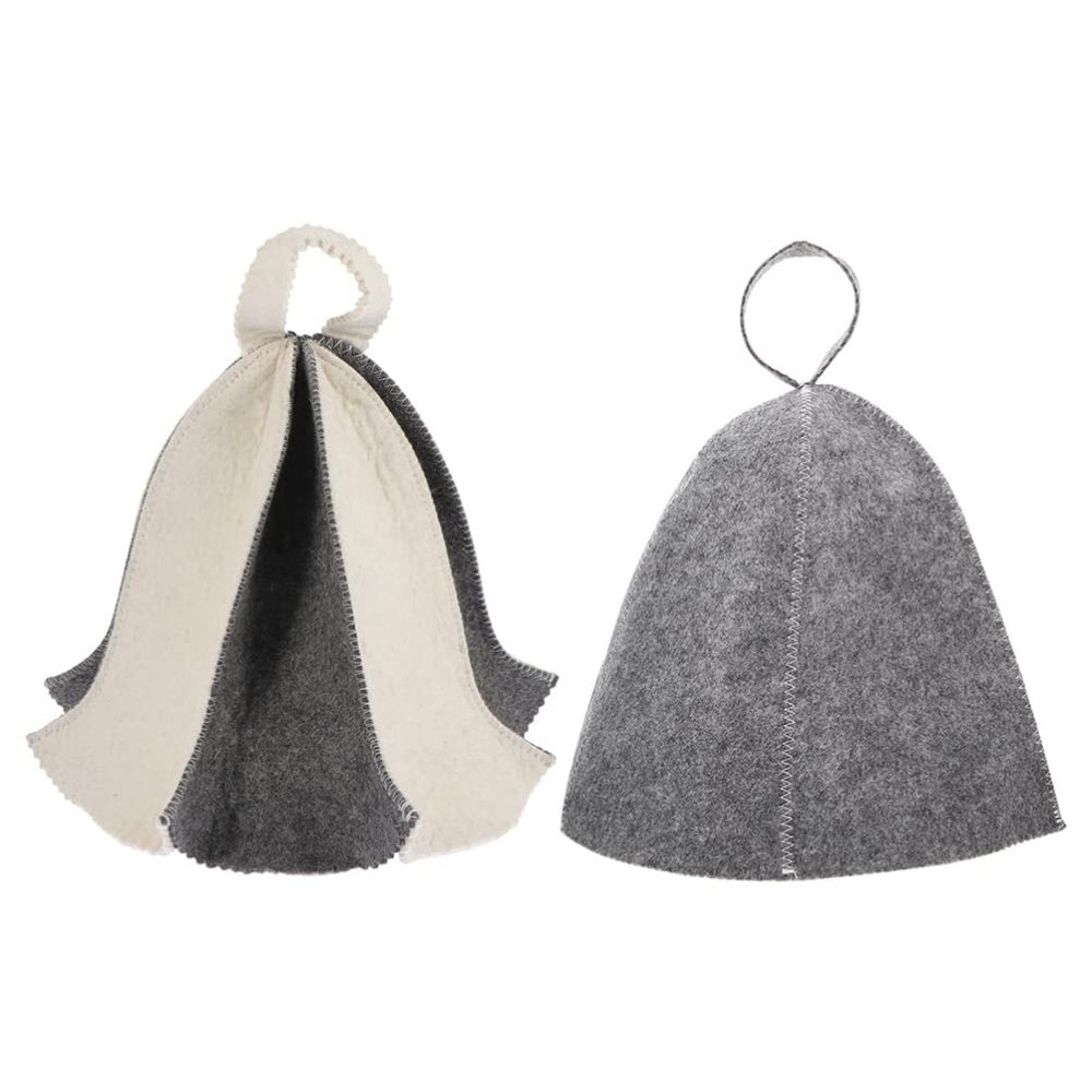 BESPORTBLE 2pcs Lightweight Felt Sauna Hats Bathing Caps for Women Men Absorbent Water-resistant Sauna Accessories for Home Use Grey