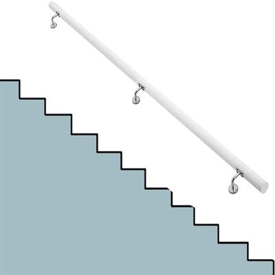 X&Z-XAOY Elderly NonSlip Wood Stairs Grab Bar With Complete Kit White Against The Wall Interior Step Handrail Outside/Garden/Loft/Ramp Banister Handrails (Size : 0.5m(1.6ft))