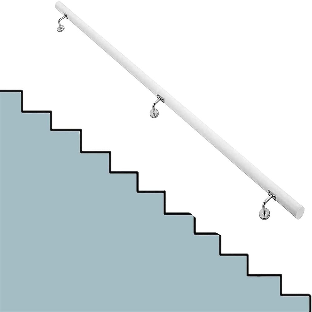 X&Z-XAOY Elderly NonSlip Wood Stairs Grab Bar With Complete Kit White Against The Wall Interior Step Handrail Outside/Garden/Loft/Ramp Banister Handrails (Size : 0.5m(1.6ft))