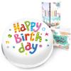 Victoria Sponge happy birthday themed cake - A delicious traditional vanilla sponge cake with buttercream and a rich apple and raspberry jam, serves 10-12 portions. Baked by bakerdays. view 1