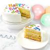 Victoria Sponge happy birthday themed cake - A delicious traditional vanilla sponge cake with buttercream and a rich apple and raspberry jam, serves 10-12 portions. Baked by bakerdays. view 2