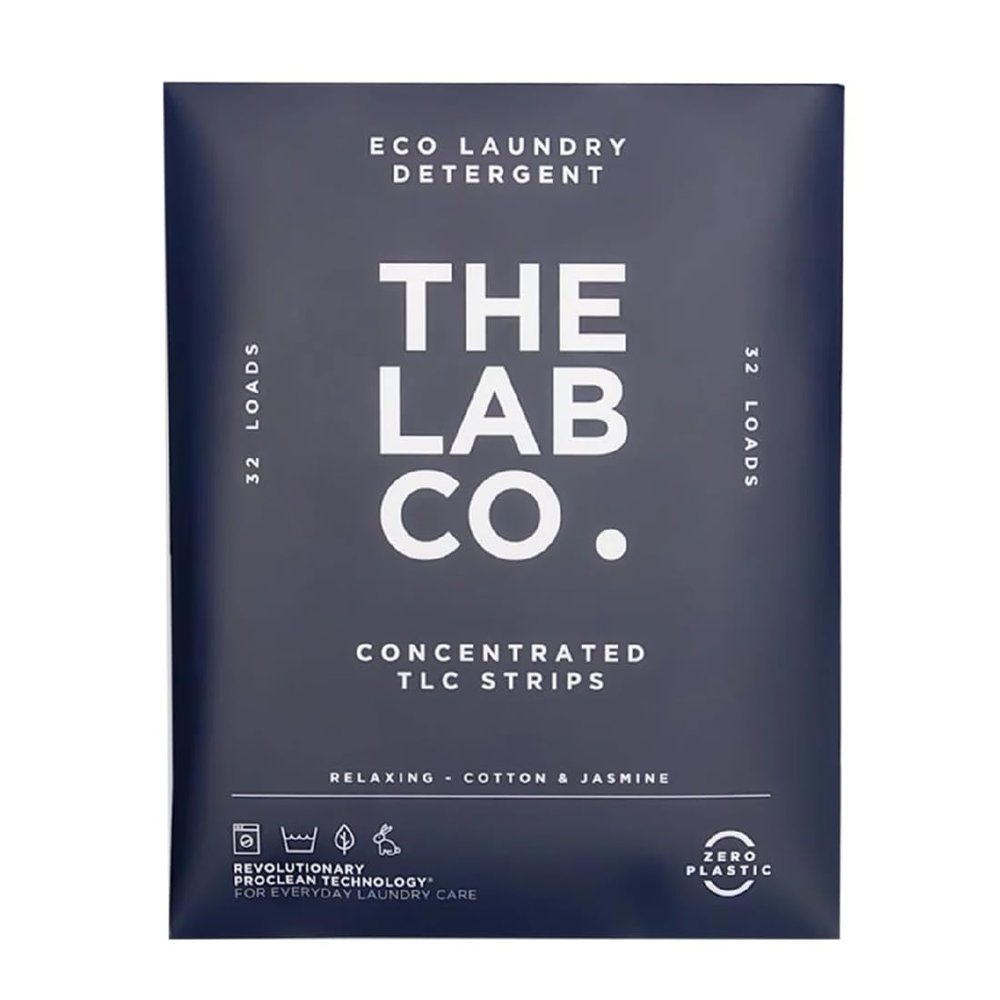 The Lab Co. Laundry Detergent Strips Washing Sheets | Eco Ultra-Concentrated | Non-Bio for Sensitive Skin | Non-Toxic Fragrance | EDC-Free | Lab-Tested | Relaxing Cotton Lavender Jasmine | 32 Loads