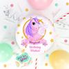 Victoria Sponge pink unicorn themed birthday cake - A delicious traditional vanilla sponge cake with buttercream and a rich apple and raspberry jam, serves 10-12 portions. Baked by bakerdays. view 3