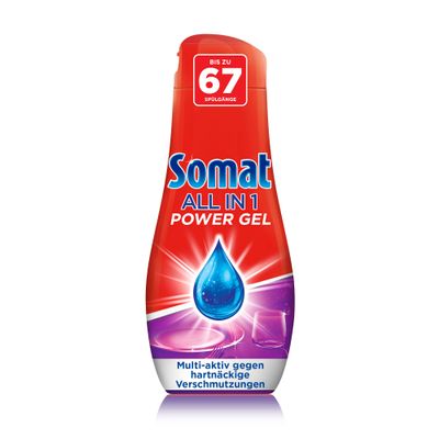 Somat All in 1 Power Gel (67 Washes) Dishwasher Detergent for Dish Cleaner, Instant Dissolving for 0% Residue, Even on a Short Program, 100% Recycled Plastic