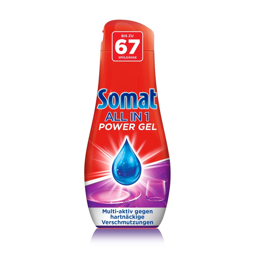 Somat All in 1 Power Gel (67 Washes) Dishwasher Detergent for Dish Cleaner, Instant Dissolving for 0% Residue, Even on a Short Program, 100% Recycled Plastic