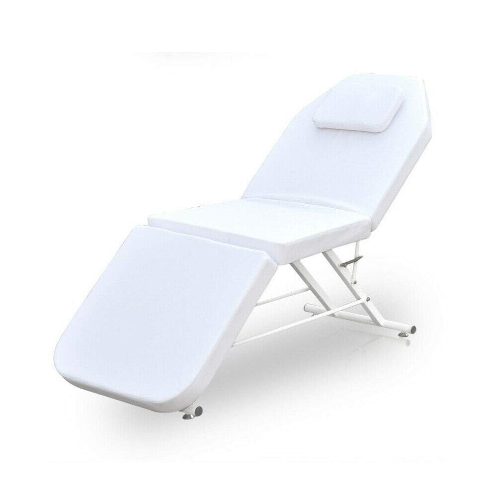 Portable Massage Bed Foldable Massage Table Beauty Couch with Adjustable Headrest Strong Structure Beauty Salon Table (White)