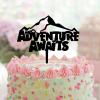 Adventure Awaits Graduation Themed Cake Toppers Acrylic Black For Congrats Graduation Party Favors Cake Toppers Graduation Cap Grad Gifts For Son/Daughter For Weddings Racing Travel Retirement view 3