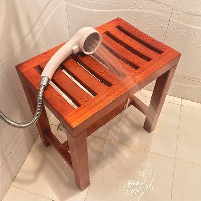 ASD321 Wooden Bath stool, Waterproof Bathroom Stool for Elderly Bath Chair Wood Shower Bench Adult Non-slip Wooden Shower seat Bathtub Spa Change Shoes Stool (Color : A1)