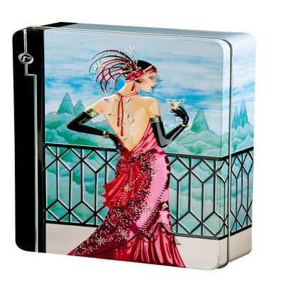 Churchill's Confectionery - Scarlet Art Deco Tin 300g Belgian Chocolate Biscuits, Multicolour