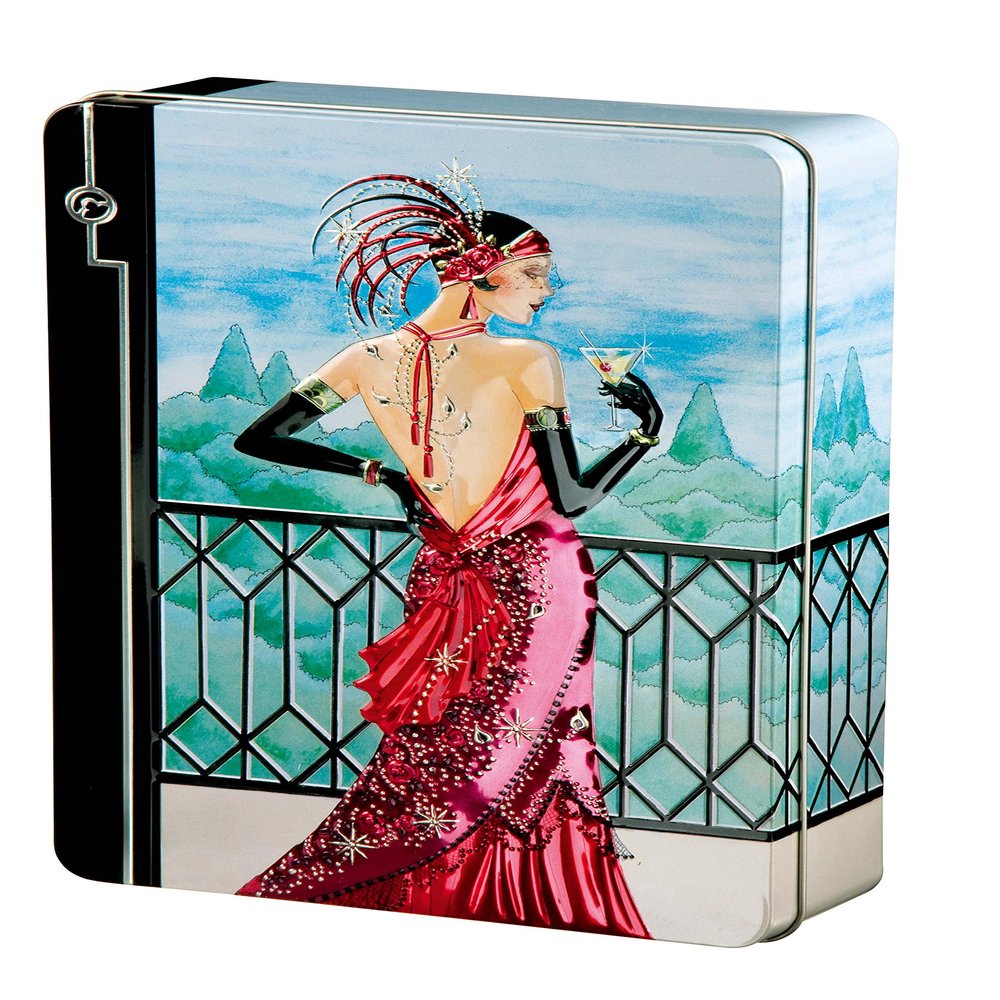 Churchill's Confectionery - Scarlet Art Deco Tin 300g Belgian Chocolate Biscuits, Multicolour