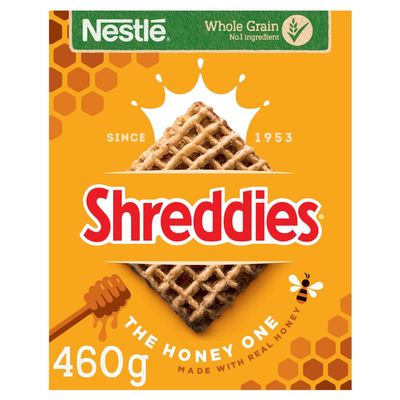 Nestl Cereals - Shreddies Breakfast Cereal - Bitesize Wholegrain Wheat Cereal - The Honey One - High Fibre, No Added Sugar - 460g