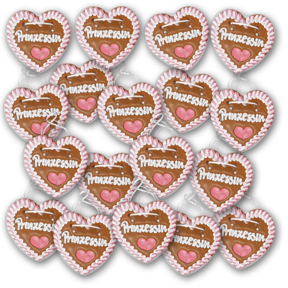 20 Gingerbread Hearts with "Princess" Labels 10 cm Large / 40 g Fresh Oktoberfest Gingerbread Hearts from Munich Gingerbread Hearts Buy Cheap | Pastry Shop Sugar Hunt (Pack of 20)