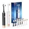 Aneebart Sonic 2 Pack Electric Toothbrush for Adults and Kids, Travel Toothbrush Includes 12 Replacement Toothbrush Heads, 6 Modes with 2 MIN Smart Timer (Black White) view 1