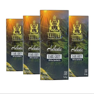 SRILUXE - Premium Quality Ceylon Earl Grey Tea Bags | Finest Earl Grey Tea Bags | Aromatic & Delicious | Fresh Harvest 100% Natural Black Tea | (Multi Pack of 4 x 100 Teabags)