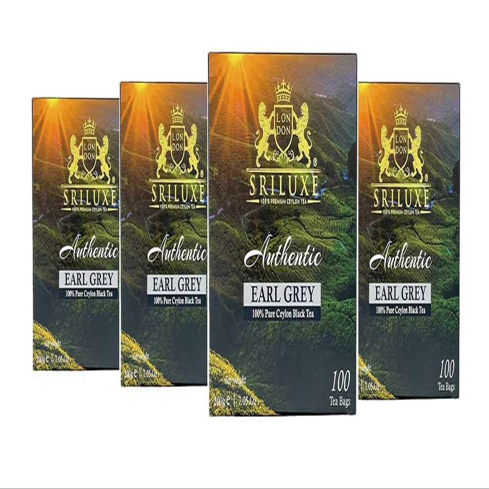 SRILUXE - Premium Quality Ceylon Earl Grey Tea Bags | Finest Earl Grey Tea Bags | Aromatic & Delicious | Fresh Harvest 100% Natural Black Tea | (Multi Pack of 4 x 100 Teabags)