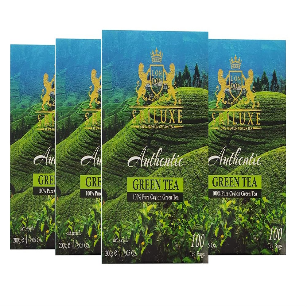 SRILUXE - Green Tea Bags from Sri Lanka | 100% Natural Green Tea | Detox Tea | High In ANTIOXIDANTS | Brew Hot or Iced 400 Teabags (Multi Pack of 4 x 100 Teabags)