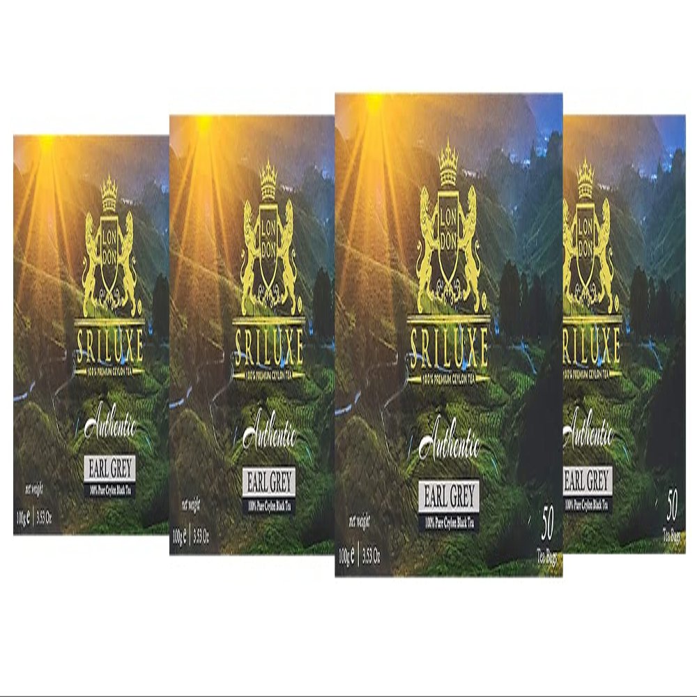 SRILUXE - Premium Quality Ceylon Earl Grey Tea Bags | Finest Black Tea Bags | Aromatic & Delicious | Fresh Harvest 100% Natural | Great For Gift | (Earl Grey Teabags, Multi Pack of 4 x 50 Teabags)