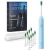 7AM2M Sonic Electric Toothbrush for Adults and Kids, with 8 Brush Heads and Travel Case,5 Modes with 2 Minutes Built in Smart Timer, One Charge Use for 90 Days, Rechargeable Toothbrushes (Light Blue) view 1