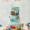 5th Birthday Cake Topper, Choo Choo I'm 5 train Theme Kids Birthday Glitter Party Decoration Supplies view 3