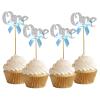 Bymivofun 24 Pieces Glitter One Cupcake Toppers Cupcake Decorations 1st Birthday Anniversary Birthday Kids Party Decorations (Silver) view 1