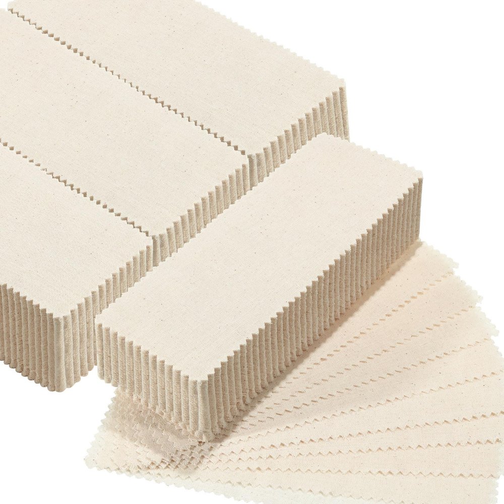 300 Pcs Natural Muslin Epilating Face Wax Strips Hair Removal Eyebrow Precut Waxing Strips Body Facial Cotton Wax Cloth Strip for Women Men (4 x 1.5 Inch)