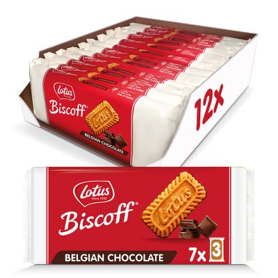 Biscoff Chocolate Biscuits - Vegetarian Snack - Natural Ingredients - Perfect with Coffee (Pack of 12)
