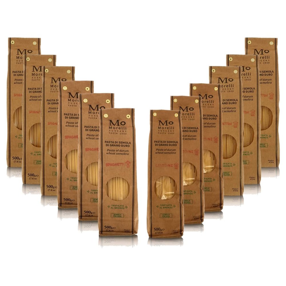 Antico Pastificio Morelli - Italian Artisan Durum Wheat Pasta - Mixed Box 4 Shapes - 6 Kg