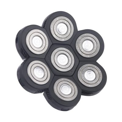 7 Heads Electric Shaver Blades, Floating Washable Blade Electric Razor Shaver Head Replacement for Men(Black Silver)
