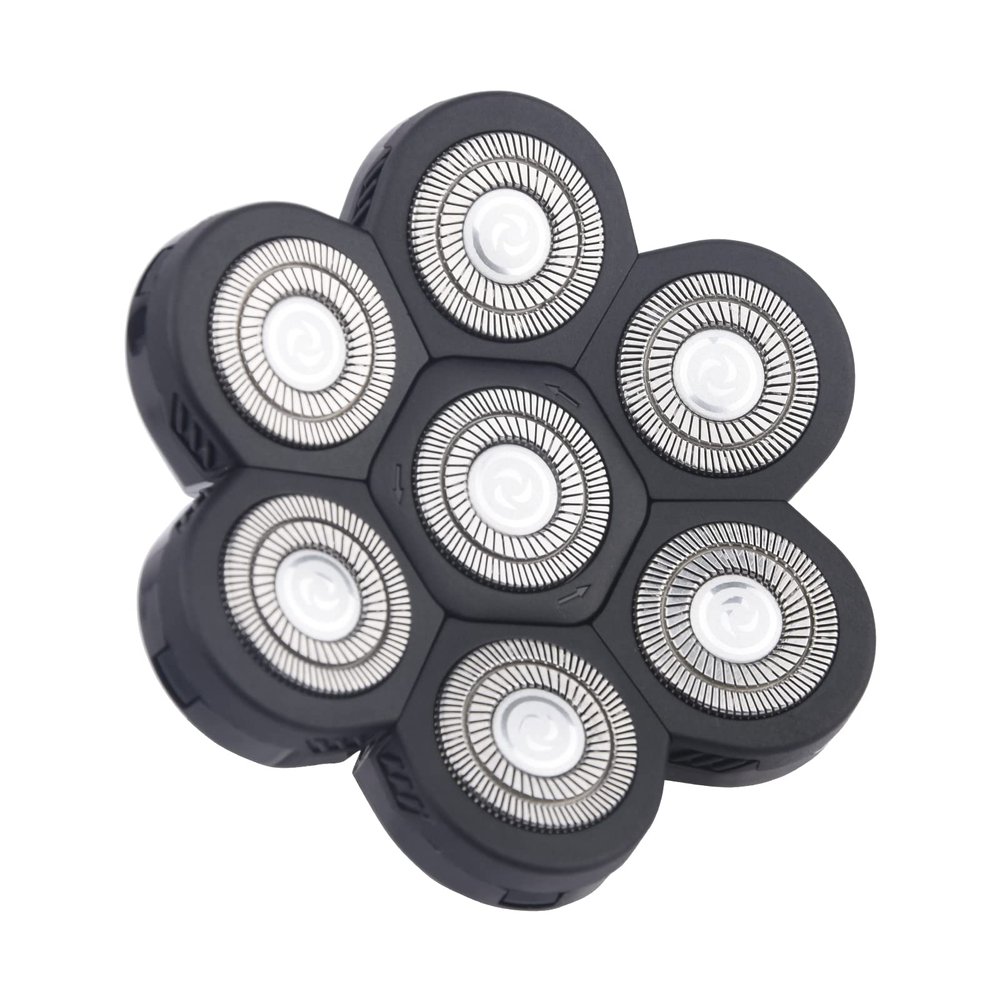 7 Heads Electric Shaver Blades, Floating Washable Blade Electric Razor Shaver Head Replacement for Men(Black Silver)