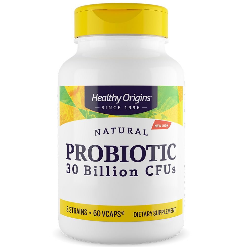 Healthy Origins, Probiotic, 8 Strains of Bacteria, 30 Billion Bacterial Cultures per Capsule, 60 Vegetarian Capsules, SOYA-Free, Vegetarian, Gluten-Free, Non-GMO