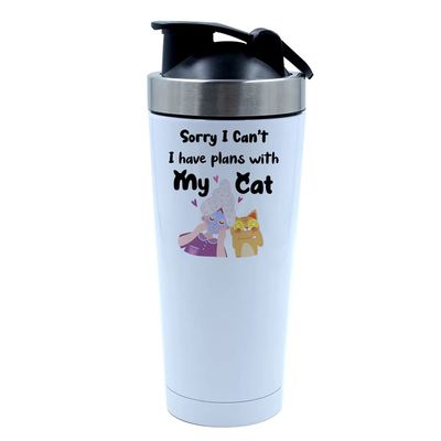 Getagift 500ml Aluminium Shaker Bottle for Supplement Shakes - Easy Clean, Durable Cup Mothers Day, Sorry I Can't I Have Plans With My Cat Birthday, Christmas Mum, mummy. (White)