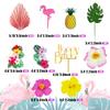 12 PCS Flamingo Cake Toppers Flamingo Palm Leaves Hibiscus Flowers Hawaiian Cake Decorations for Tropical Luau Themed Birthday Wedding Party Supplies view 2