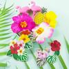 12 PCS Flamingo Cake Toppers Flamingo Palm Leaves Hibiscus Flowers Hawaiian Cake Decorations for Tropical Luau Themed Birthday Wedding Party Supplies view 3