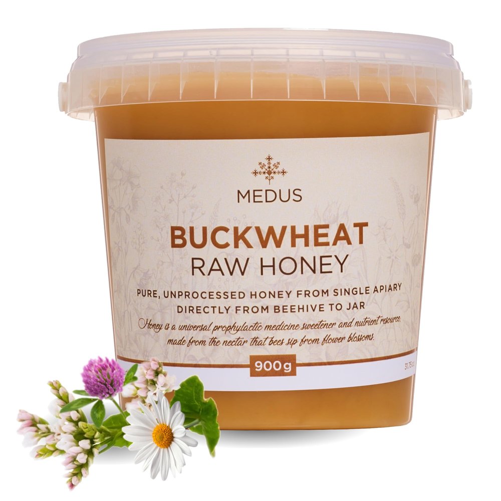 Earthbreath Earthbreath Buckwheat & Summer Blossom Raw Honey - 900g - Pure, Dark, Unheated, Unpasteurised and Unfiltered - Natural Sweetener for Cooking, Coffee, Juice, Drinks