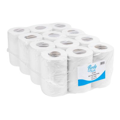 Blake & White 1 Ply Mini Centrefeed White Tissue Rolls - Purely Smile Paper Towel Roll for Wiping Surfaces & Drying Hands - Strong & Ultra Absorbent 120m Tissue Paper Roll - Pack of 12