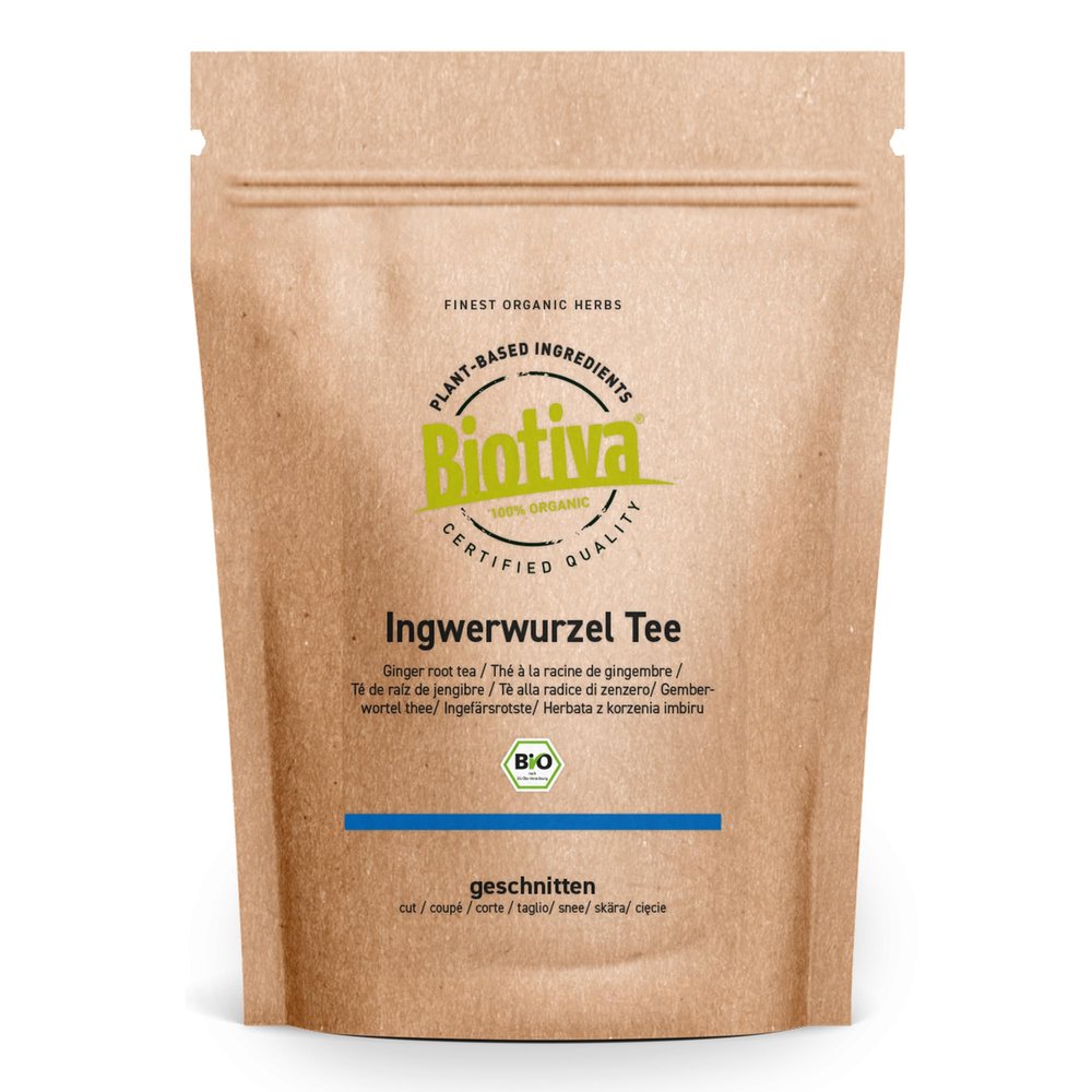 Biotiva Ginger Root Tea Organic 400g (2x200g) - Ginger Cut - hot - Herbal Tea - Bottled and Controlled in Germany