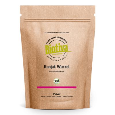 Biotiva Konjac Powder Organic 500g (2x250g) - Konjac-Root - Glucomannan - Devils Tounge - Amorphophallus konjac - Without additives - 100% Vegan
