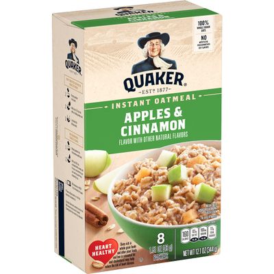 Quaker Instant Oatmeal, Apples & Cinnamon, 1.51oz Packets (8 Pack)