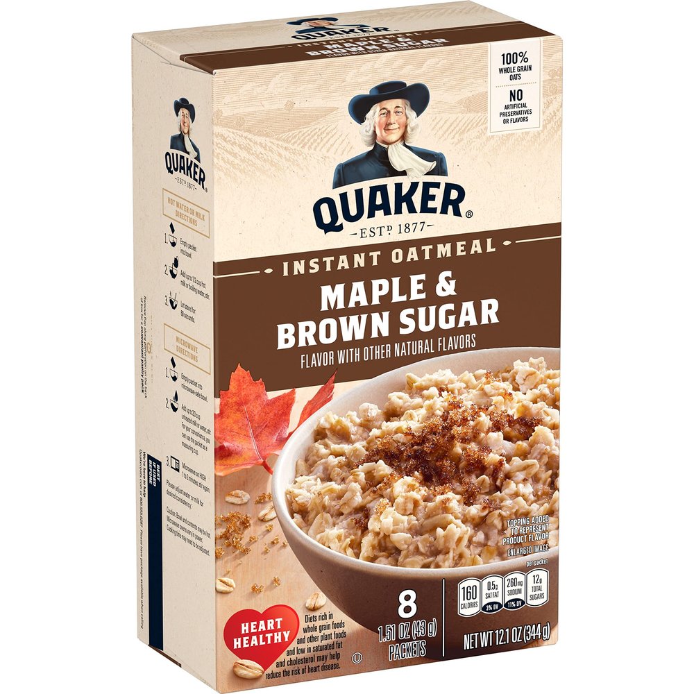 Quaker Instant Oatmeal, Maple & Brown Sugar, 1.51 Oz (Pack of 8) - USA