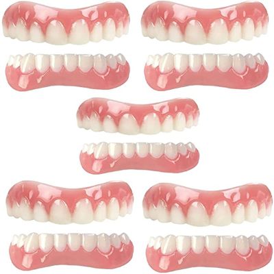 XZLZMD Silicone Dentures Top Bottom Dental Prostheses Cosmetic Veneer Natural Tone Instant Veneers Dental Whitening Temporary Prosthesis Teeth Men and Women Veneer,5pair