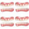 XZLZMD Silicone Dentures Temporary Dental Prosthesis Comfortable Upper and Lower Dentures Bright White Shade Cosmetic Prosthesis Teeth for Men Women One Size,4pair view 1