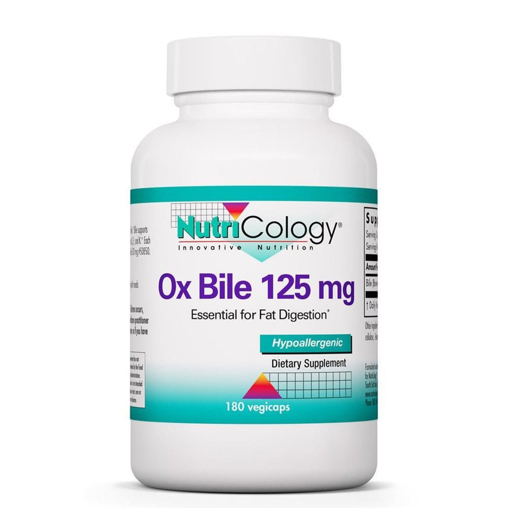 Nutricology, Ox Bile, 125mg, 180 Capsules, Gluten Free, SOYA Free, Non-GMO