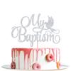 Silver Glitter My Baptism Cake Topper - Baby Shower Cake Topper - First Holy Communion, Bless This Child, God Bless Baptism Decorations view 1
