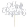Silver Glitter My Baptism Cake Topper - Baby Shower Cake Topper - First Holy Communion, Bless This Child, God Bless Baptism Decorations view 2