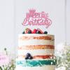 Happy 6th Birthday Cake Topper,Rose Pink Glitter Cake Decorations with Crown ,Six Years Old Birthday Party Supplies,Happy Birthday Cake Pick for Little Princess view 3