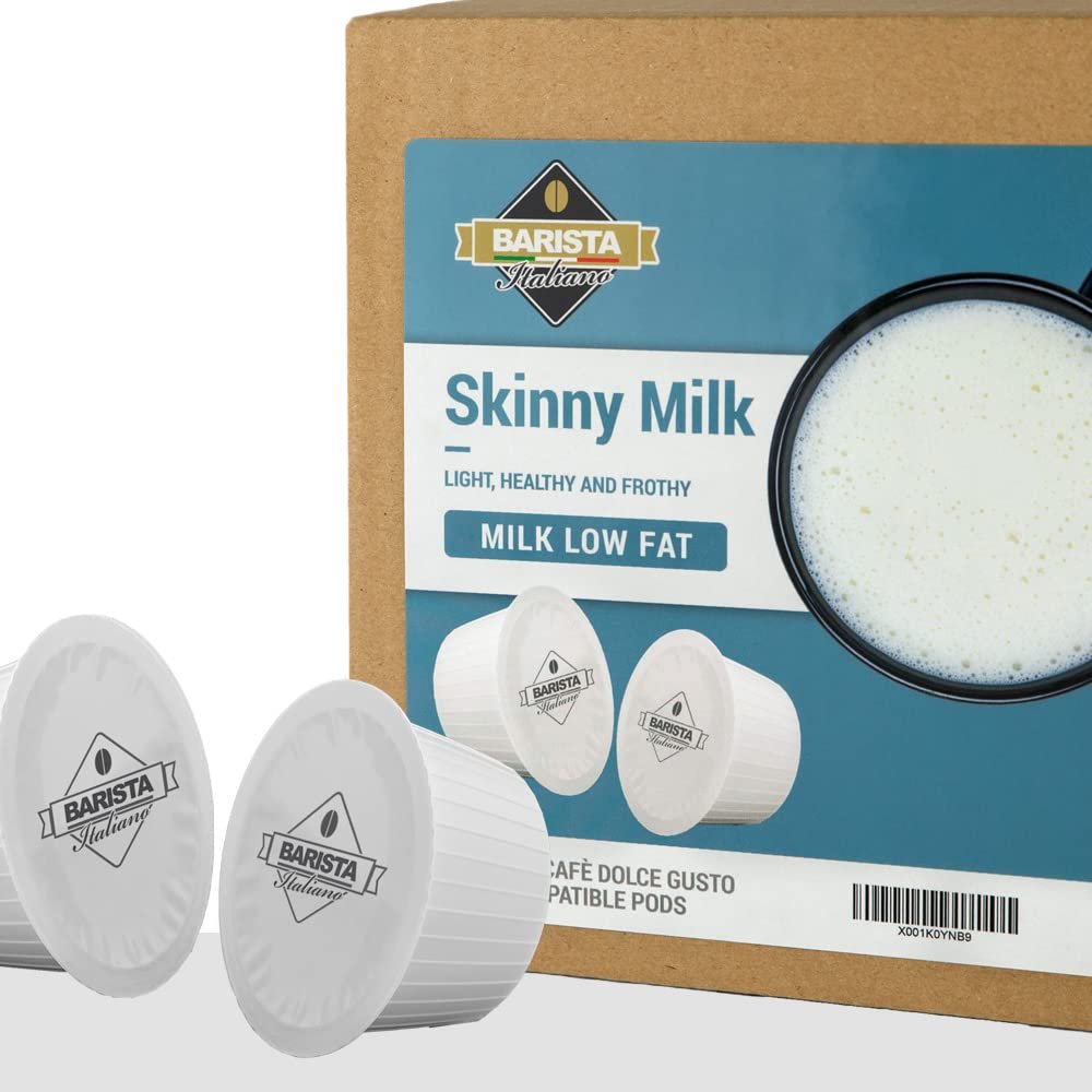 Barista Italiano - Skinny Milk Pods - 60 Pods Compatible with Dolce Gusto* machines (MILK LOW FAT, NO SUGAR ADDED, 60 Capsules, 60 Servings)